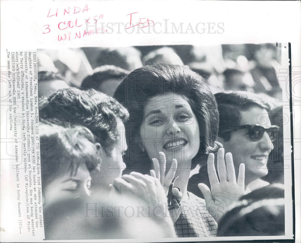 1965 Press Photo Linda B. Johnson Houston USA - Historic Images