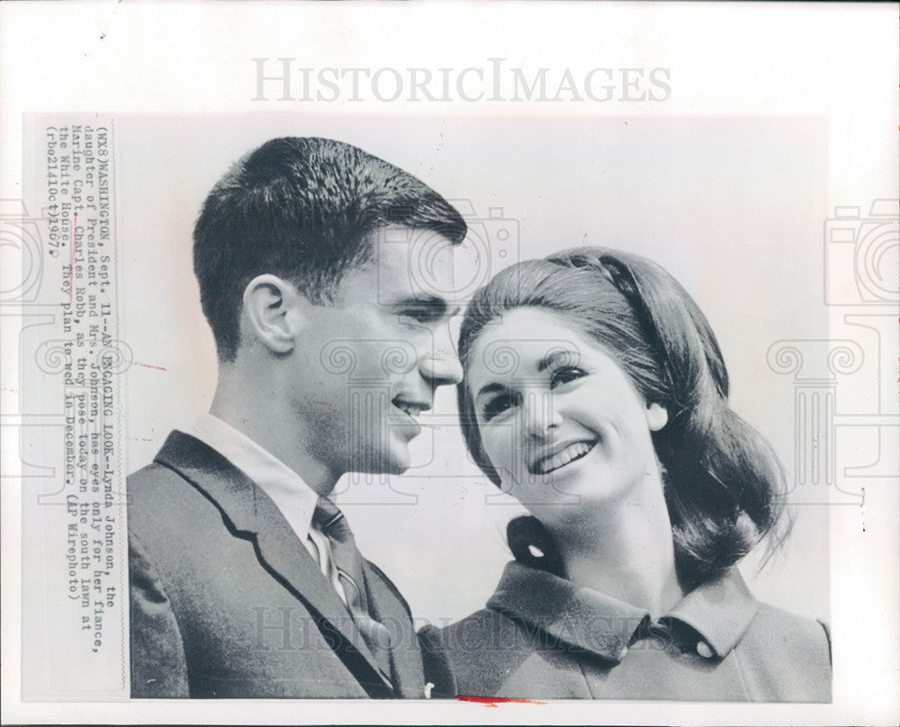 1967 Press Photo Lynda Johnson Charles Robb engaged - Historic Images