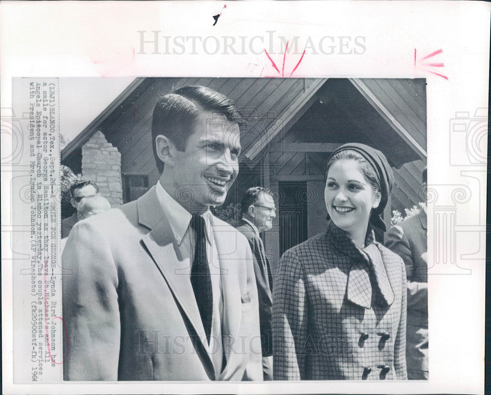 1966 Press Photo Lynda Bird Johnson George Actor Church - Historic Images