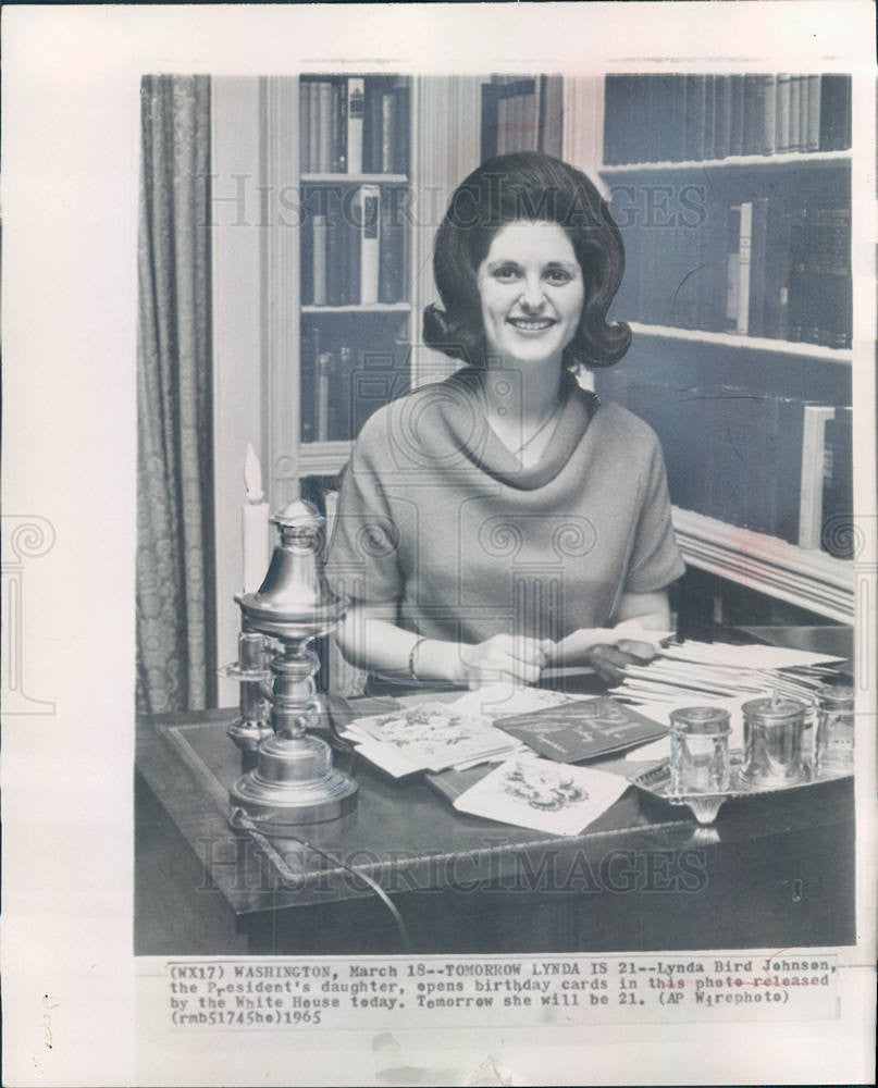 1965 Press Photo Lynda Bird Johnson daughter Lyndon - Historic Images