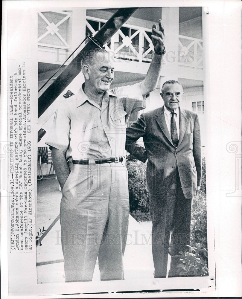 1966 Press Photo lyndon johnson averill harriman ranch - Historic Images