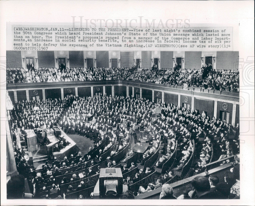 1967 Press Photo President Johnson addresses Vietnam - Historic Images