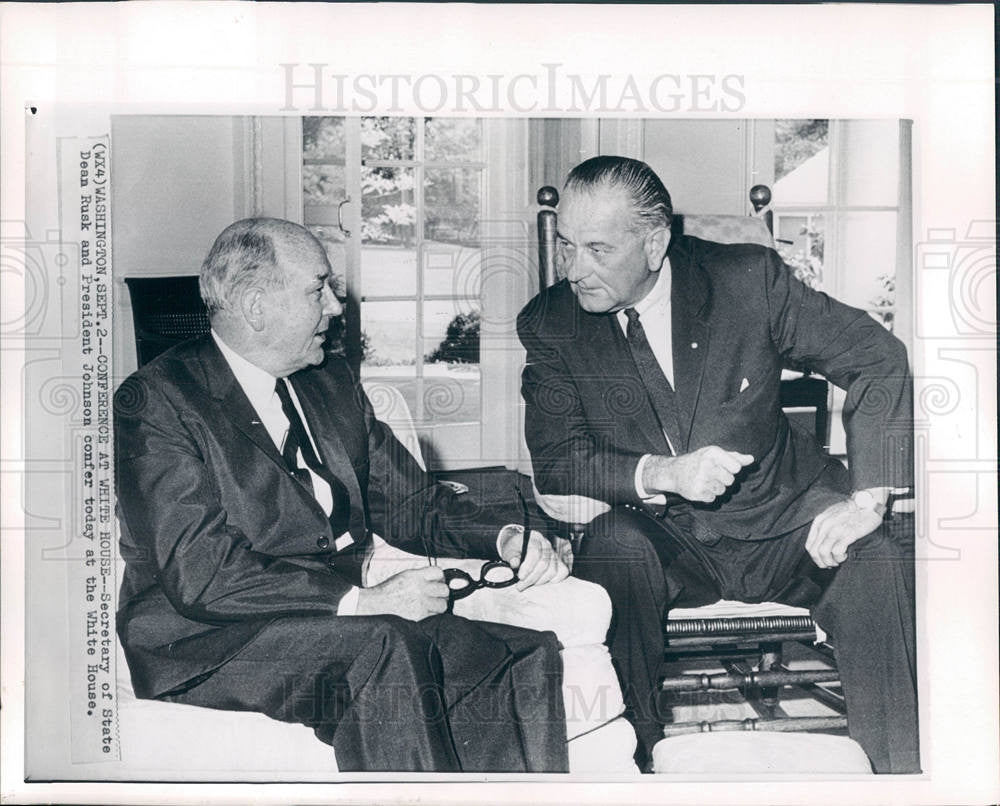 1966 Press Photo Dean Rusk President Johnson - Historic Images