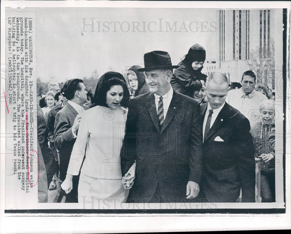 1966 Press Photo President Johnson, Lynda Johnson - Historic Images