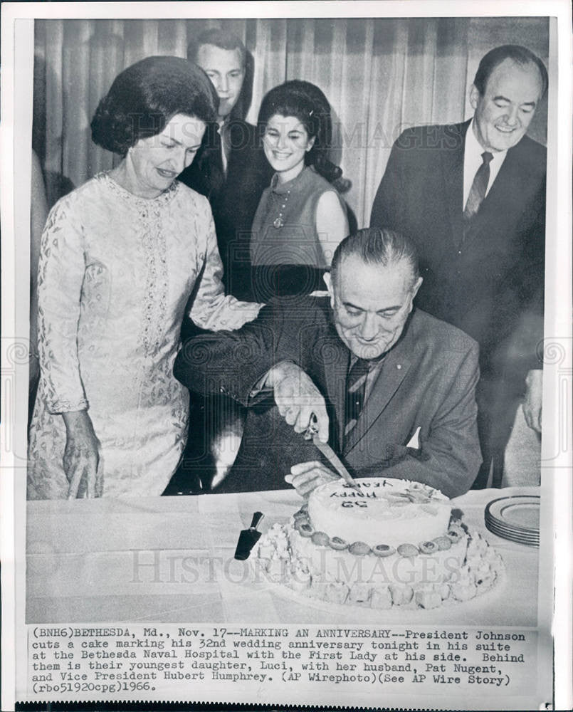 1966 Press Photo President Johnson wedding anniversary - Historic Images