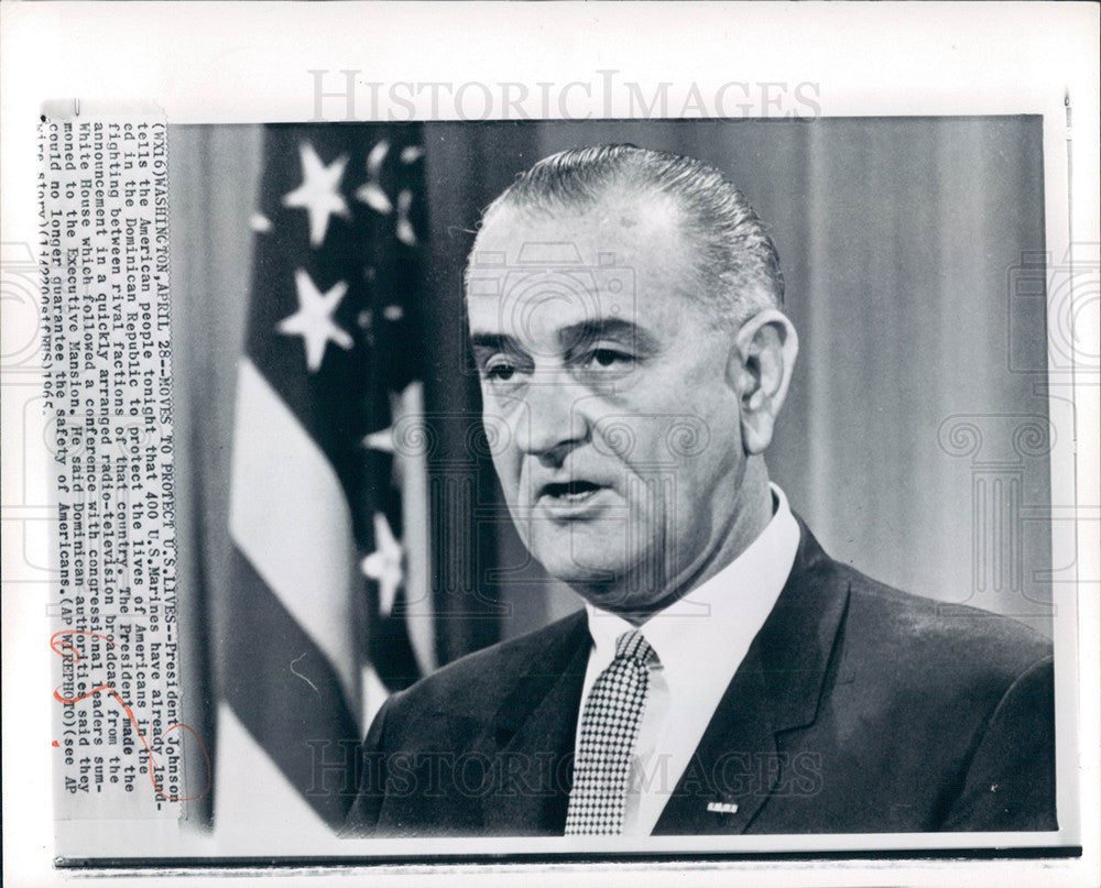 1965 Press Photo Lyndon B. Johnson 36th President U.S. - Historic Images