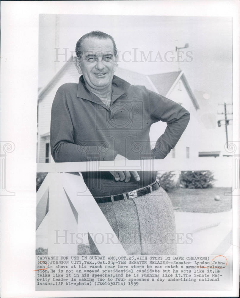 1959 Press Photo Lyndon Baines Johnson President us - Historic Images