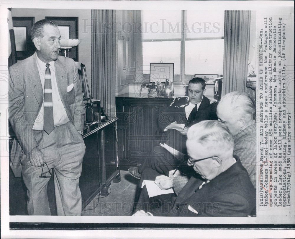 1958 Press Photo Lyndon Johnson Pentagon Democratic - Historic Images