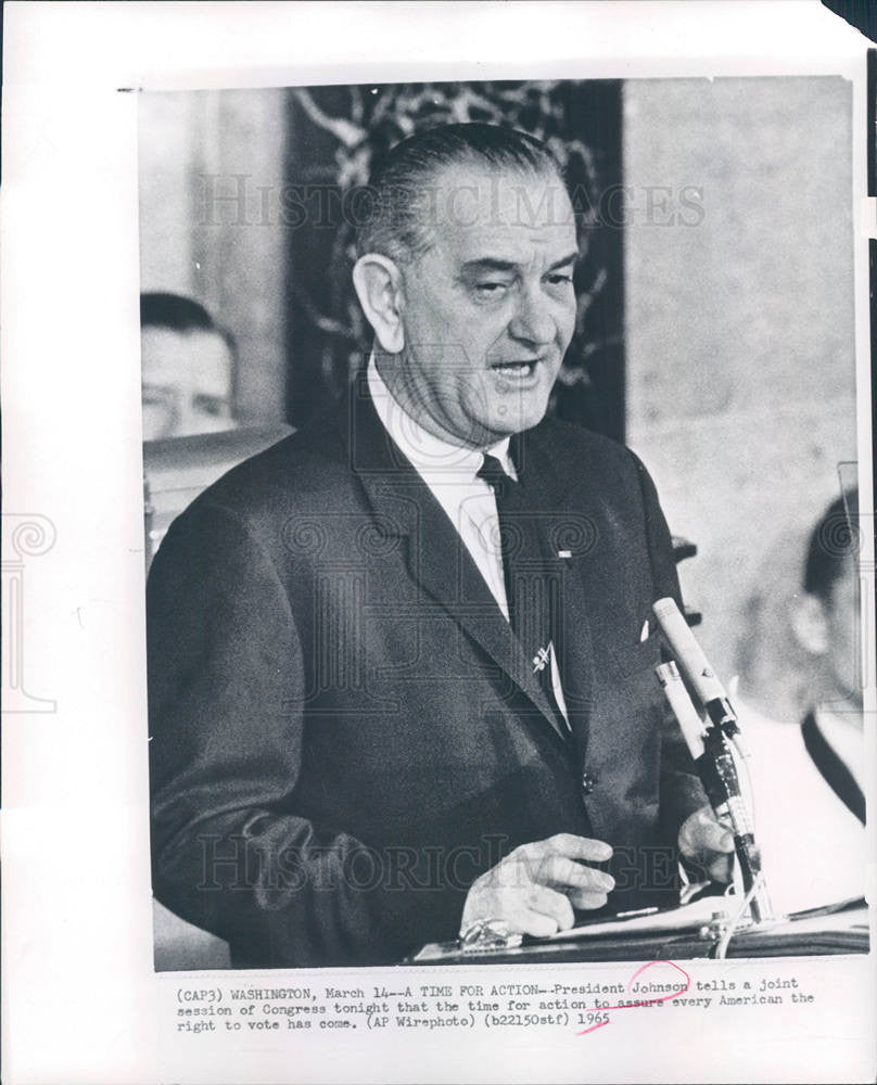 1965 Press Photo President Johnson Washington Vote - Historic Images