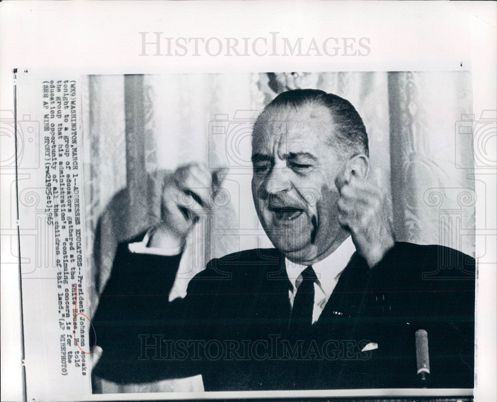 1965 Press Photo Lyndon B.Johnson President USA - Historic Images