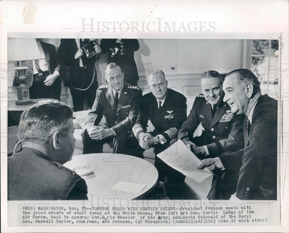 1963 Press Photo President Johnson joint chiefs staff - Historic Images