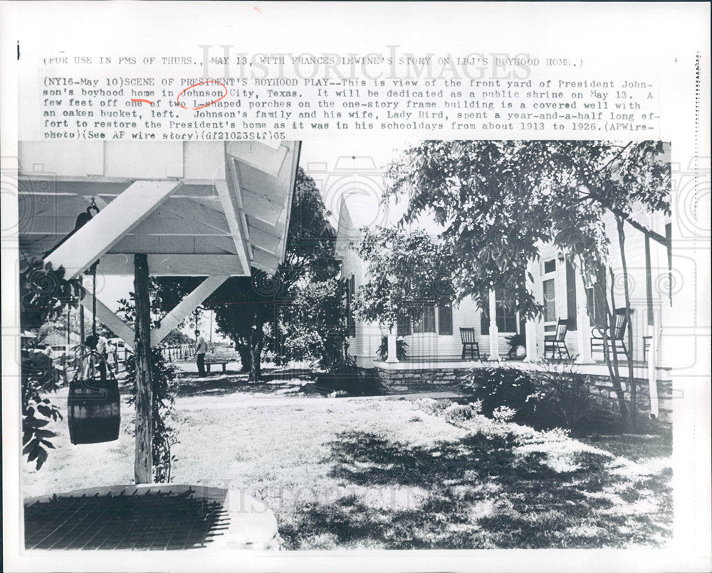 1965 Press Photo President Johnson boyhood house Texas - Historic Images