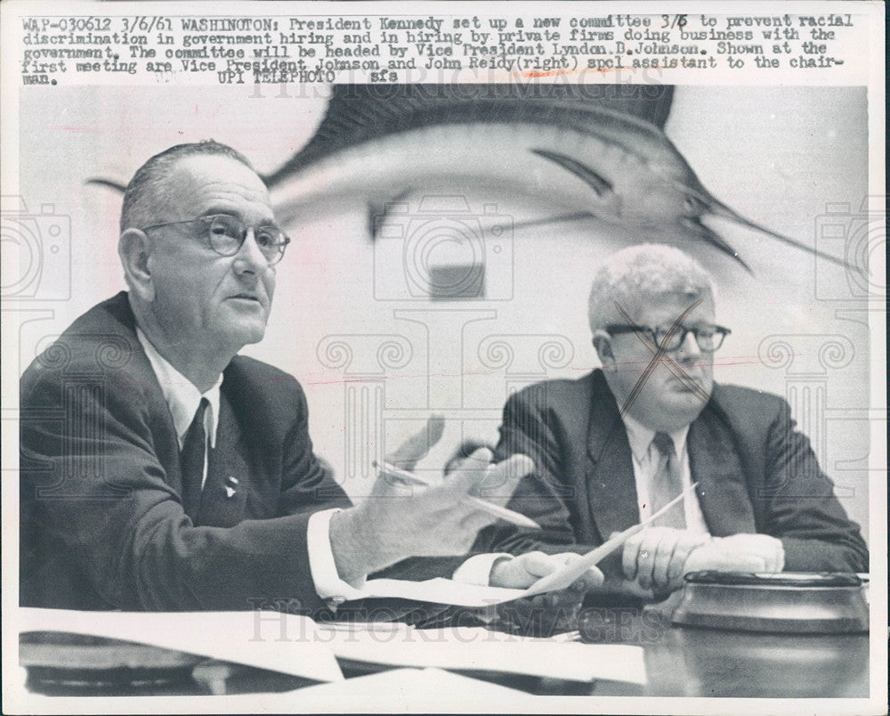 1961 Press Photo Lyndon Baines Johnson john reidy - Historic Images