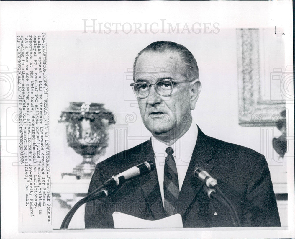 1966 Press Photo Lyndon B. Johnson President - Historic Images