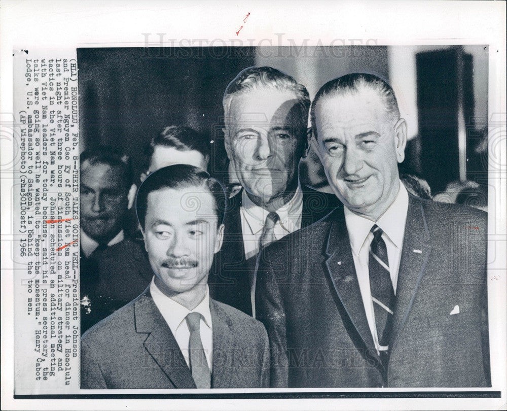 1966 Press Photo President Lyndon Johnson Nguyen Cao Ky - Historic Images