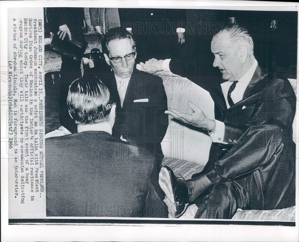 1966 Press Photo President Johnson Gustavo Diaz Ordaz - Historic Images