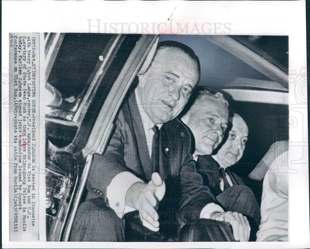 1966 Press Photo LB Johnson Henry Cabot Lodge Dean Rusk - Historic Images