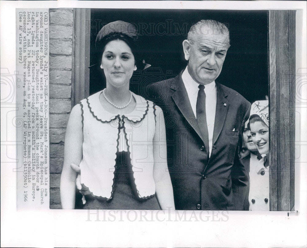 1966 Press Photo Lyndon Johnson daughters Lynda Luci - Historic Images