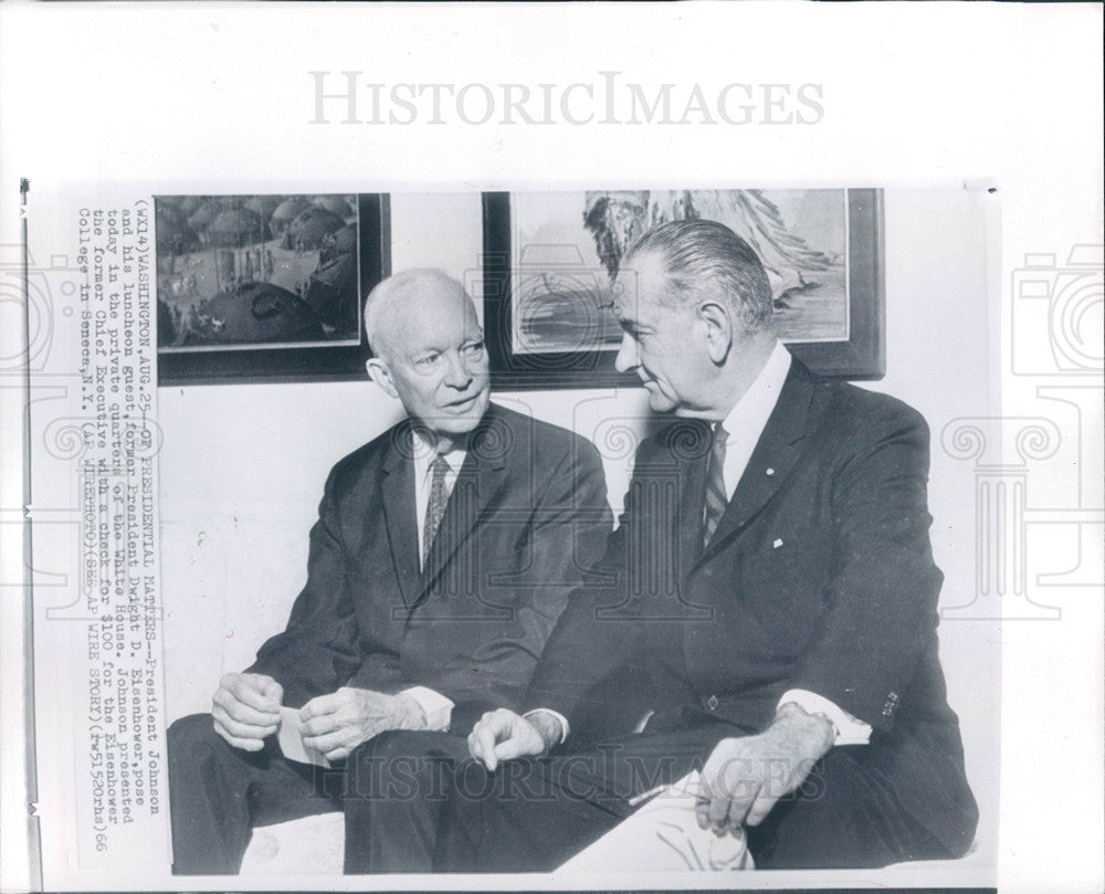 1966 Press Photo L.B. Johnson, Dwight D. Eisenhower - Historic Images