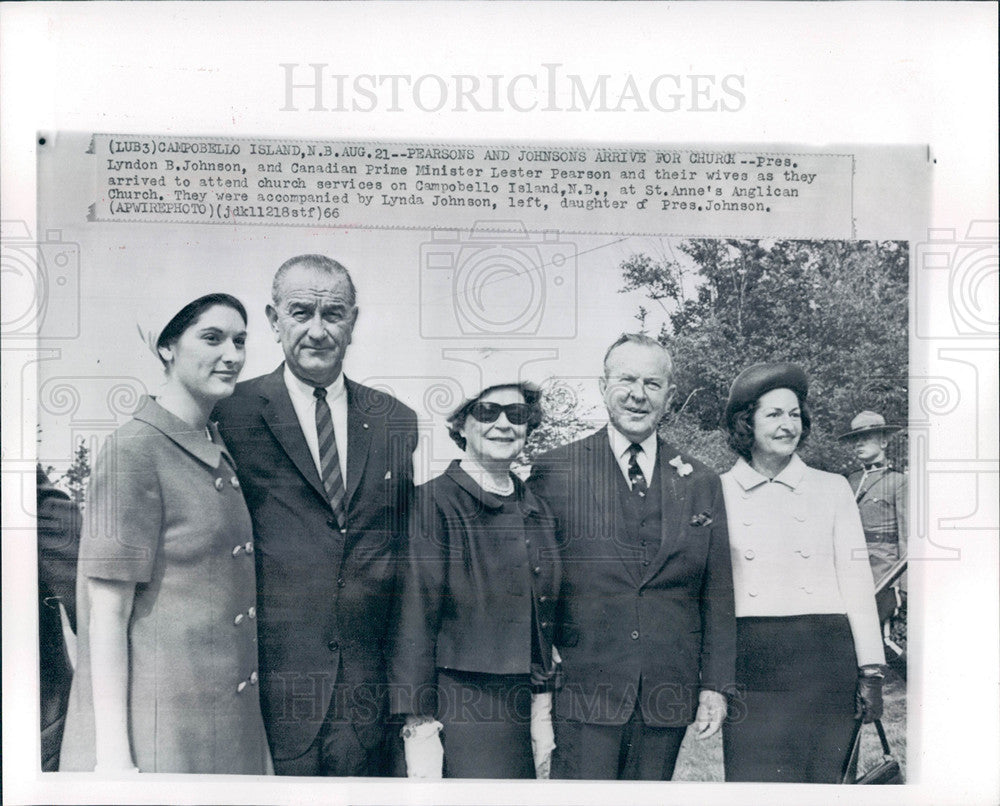 1966 Press Photo Lyndon Johnson Lester Pearson - Historic Images