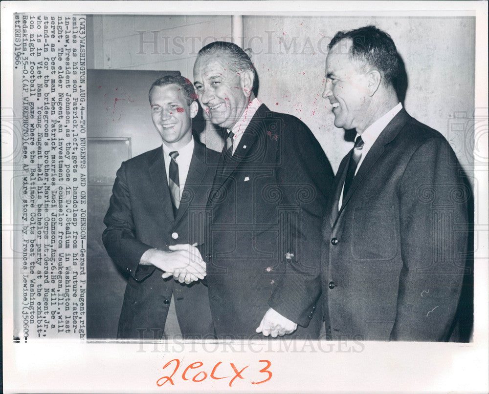 1966 Press Photo President Lyndon Johnson Gerard Nugent - Historic Images