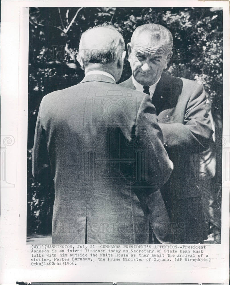 1966 Press Photo President LB Johnson Dean Rusk - Historic Images