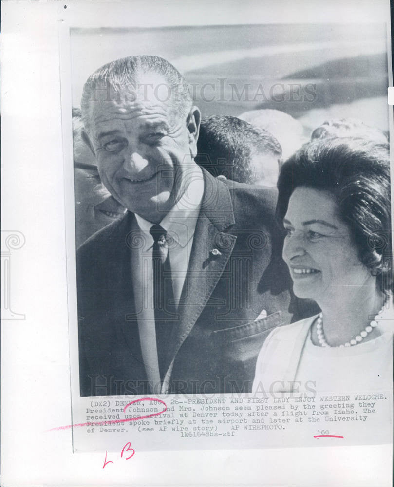 1966 Press Photo Lyndon Johnson 36th US President - Historic Images