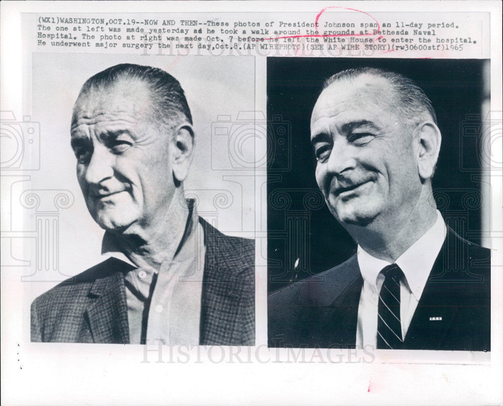 1965 Press Photo U.S. President Lyndon B. Johnson - Historic Images