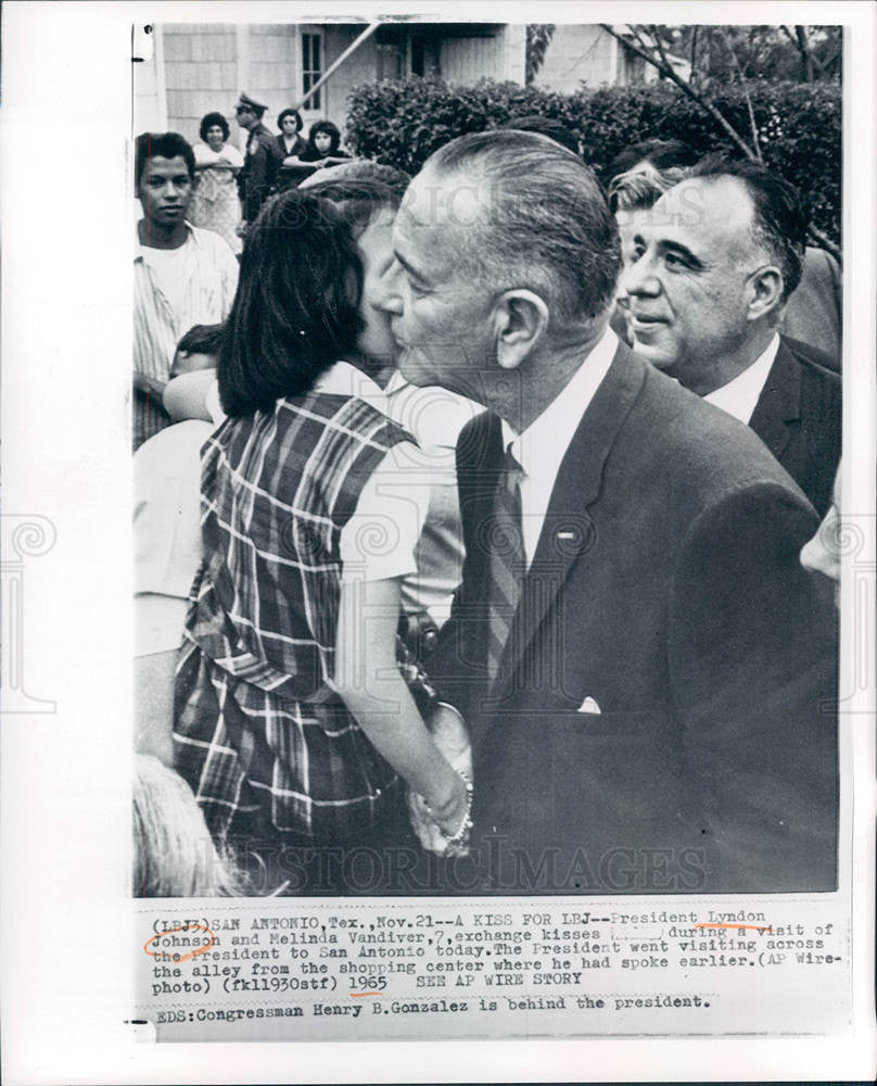 1965 Press Photo Lyndon Johnson Melinda Vandiver visit - Historic Images