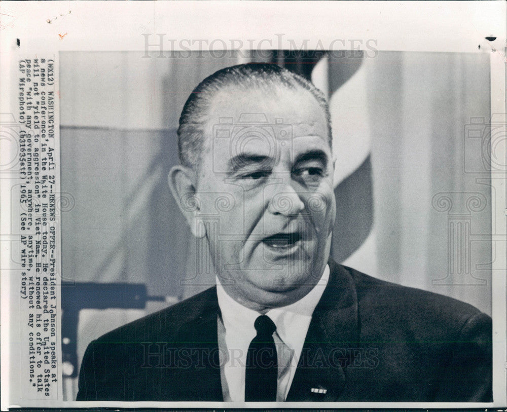 1965 Press Photo Johnson President - Historic Images