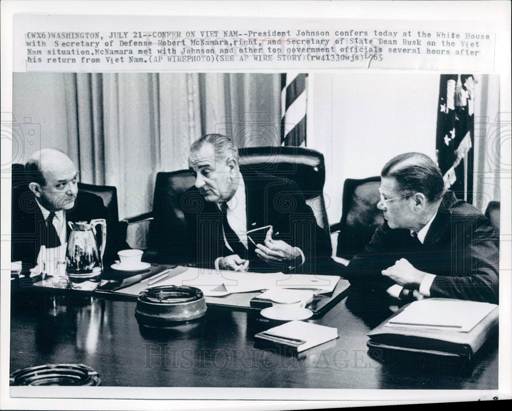 1965 Press Photo Dean Rusk President Johnson McNamara - Historic Images