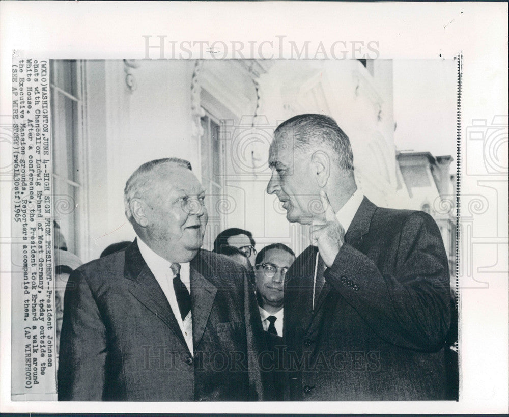 1965 Press Photo Pres Johnson Chancellor Ludwig Erhard - Historic Images