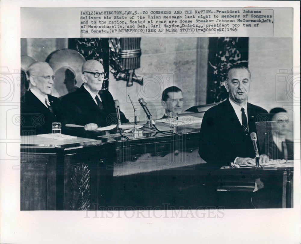 1965 Press Photo President Johnson, State of the Union - Historic Images