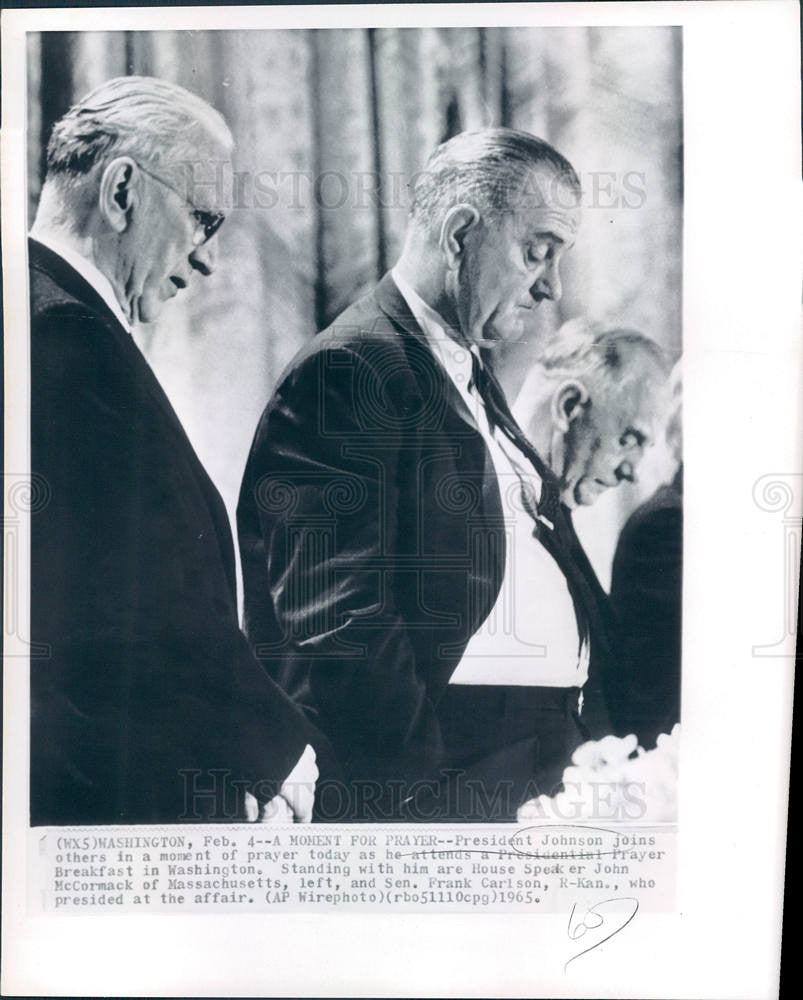 1965 Press Photo Johnson President Prayer Massachusetts - Historic Images