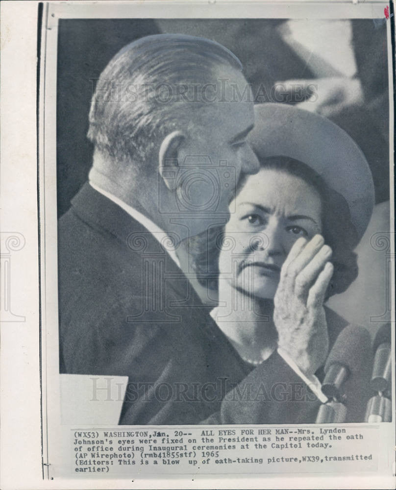 1965 Press Photo Lyndon Johnson Lady Bird Innaguration - Historic Images