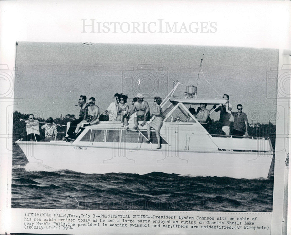 1964 Press Photo President Lyndon Johnson Marble Falls - Historic Images