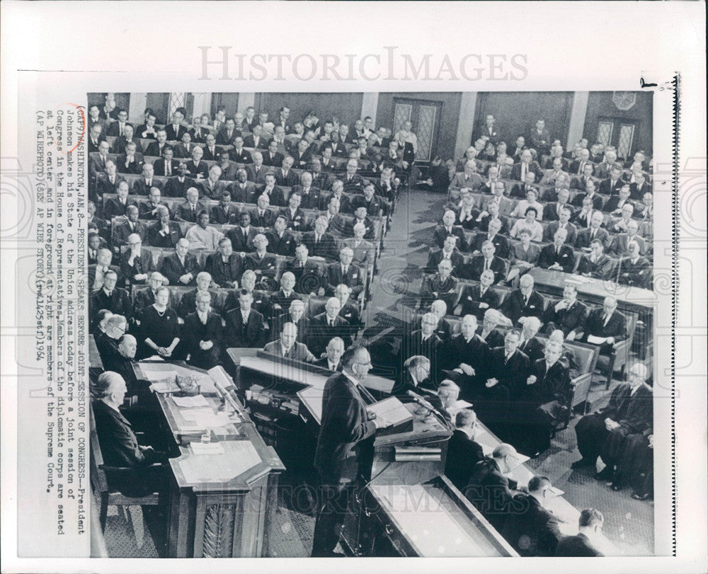 1964 Press Photo Lyndon B. Johnson 36th President U.S. - Historic Images