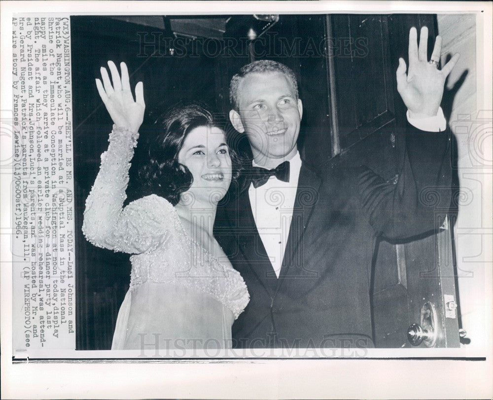 1966 Press Photo Luci Johnson Patrick Nugent Wedding - Historic Images