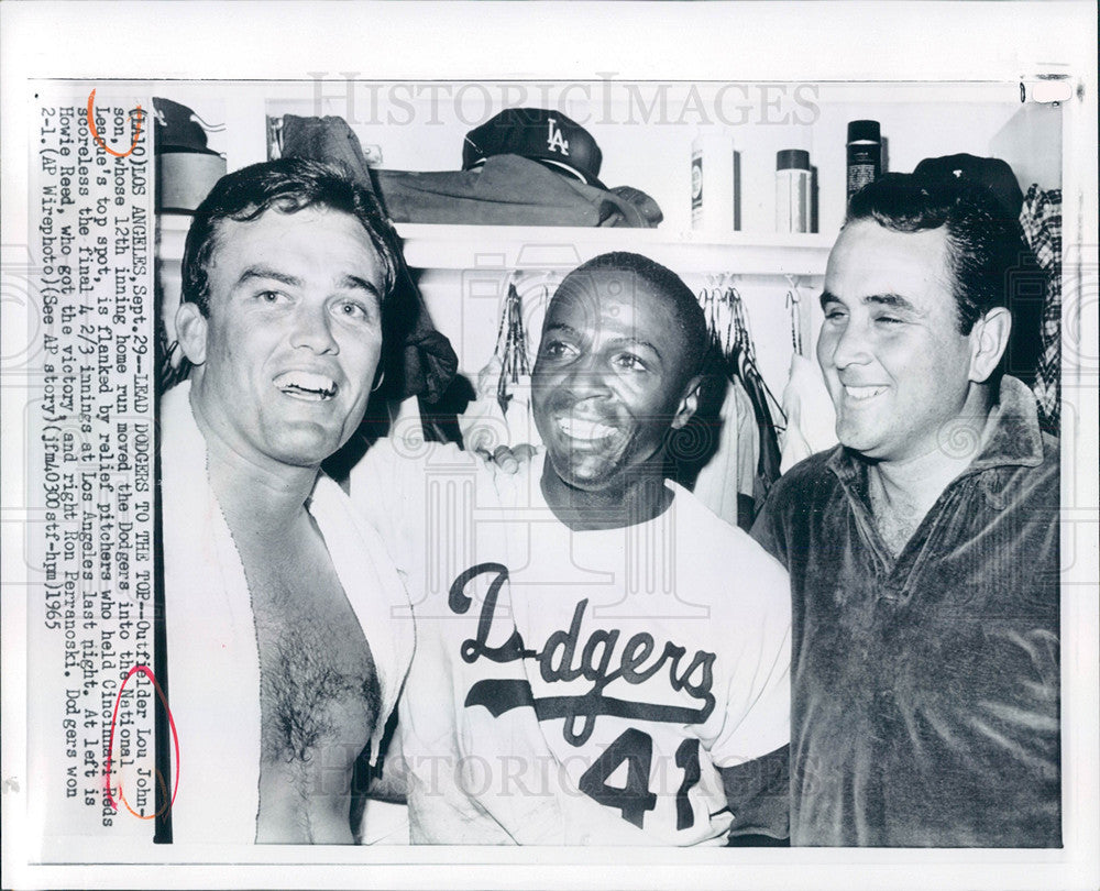 1965 Press Photo Lou Johnson Dodgers Los Angeles - Historic Images