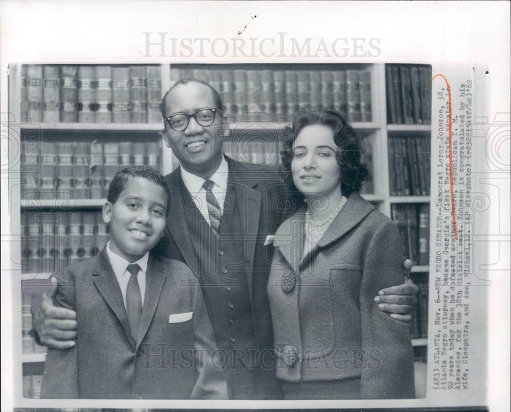 1962 Press Photo Leroy Johnson, Democrat, Georgia - Historic Images