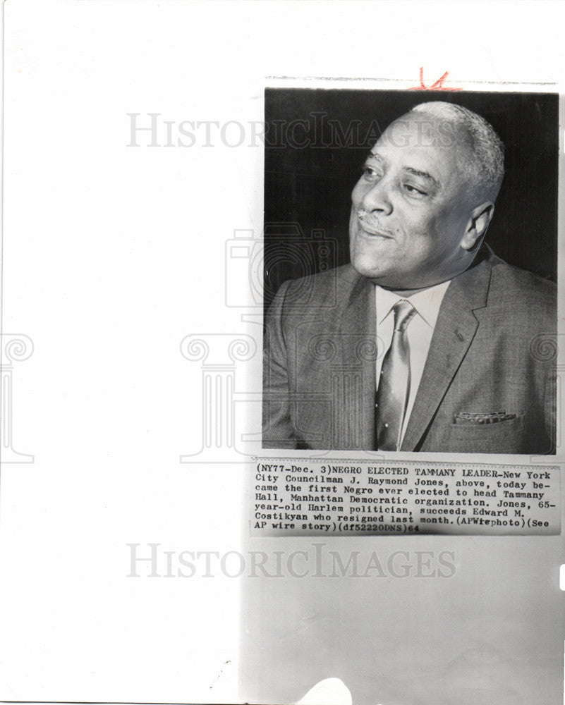 1964 Press Photo J.RAYMOND JONES  black leader Tammany - Historic Images