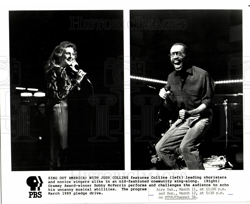 1989 Press Photo Bobby McFerrin Judy Collins - Historic Images