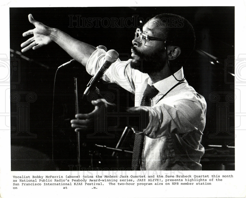 1988 Press Photo Bobby McFerrin Jazz Alive KJAZ NPR - Historic Images