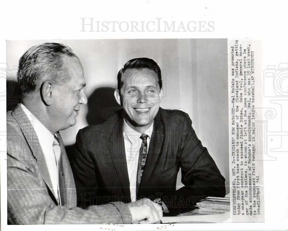 1961 Press Photo Mel McGahs, Cleveland Indians - Historic Images