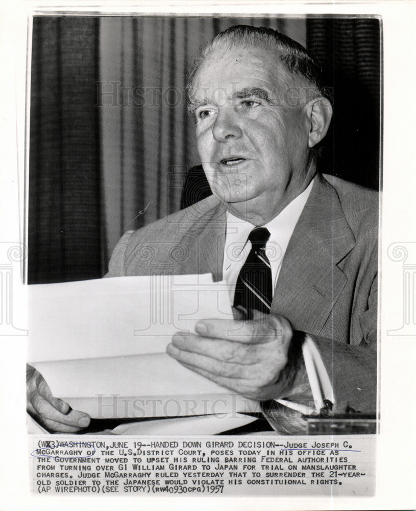 1957 Press Photo Judge Joseph McGarraghy US District - Historic Images