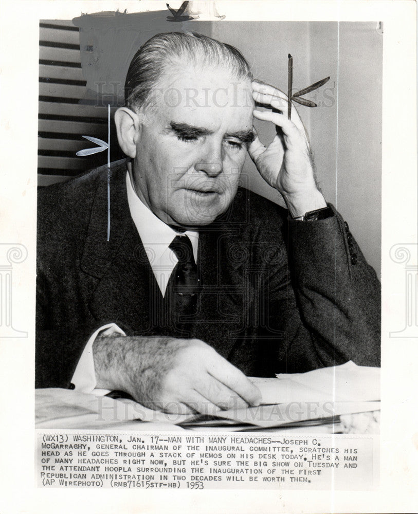 1953 Press Photo Joseph C. Mcgarraghy Chairman - Historic Images