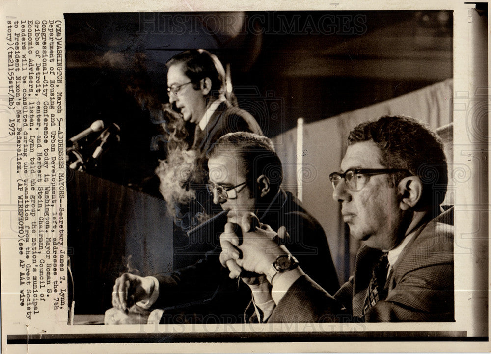 1973 Press Photo James Lynn Roman Gribbs Herbert Stein - Historic Images