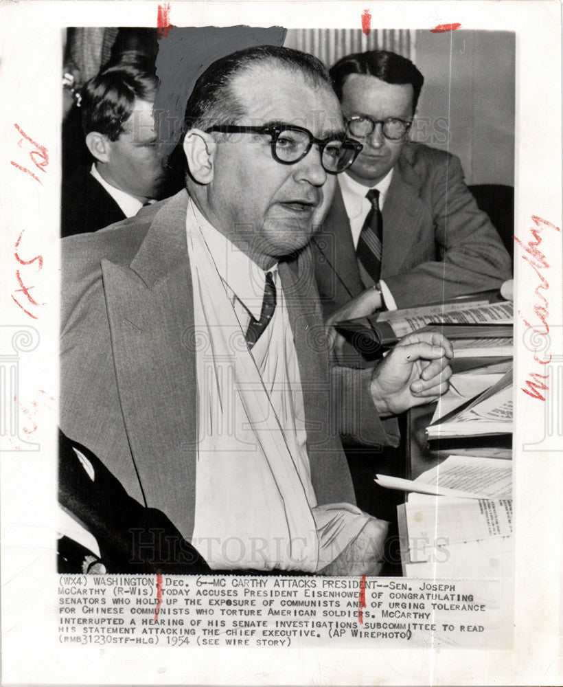 1954 Press Photo Joseph McCarthy hearing subcommittee - Historic Images