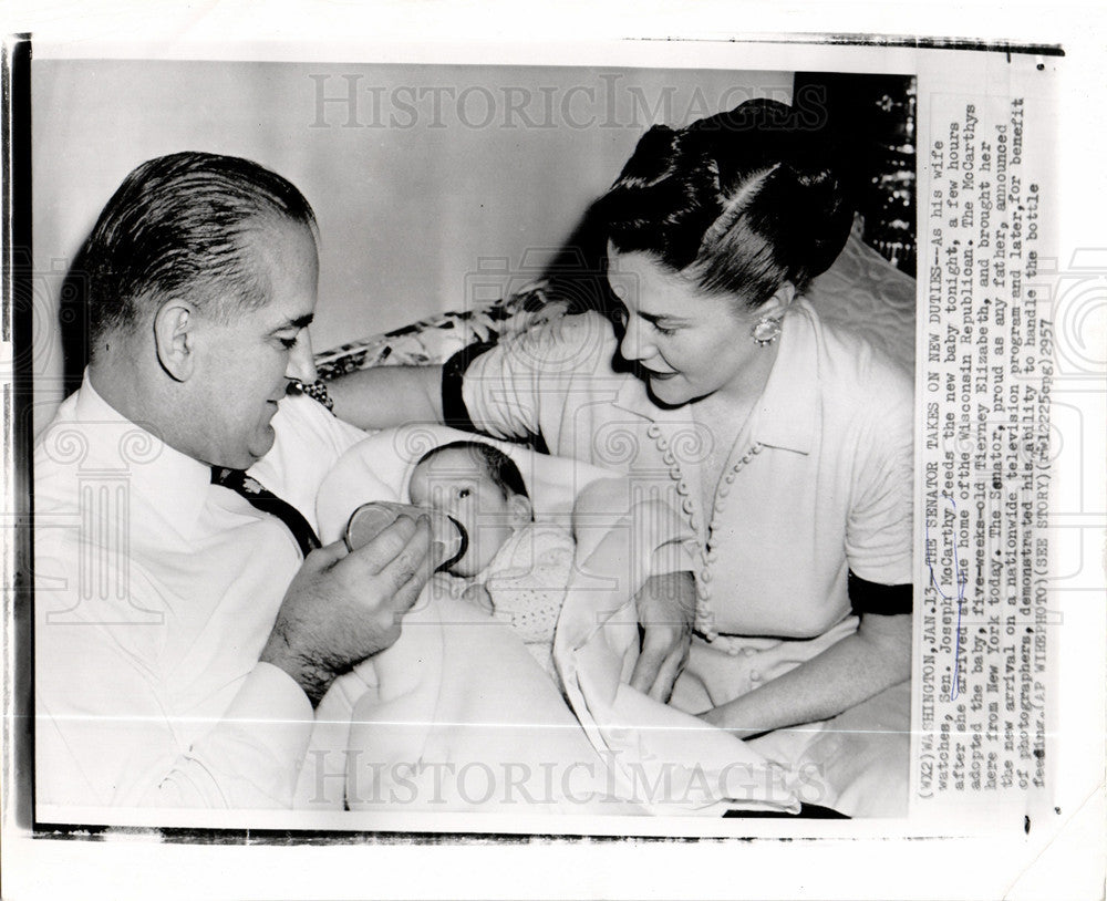 1957 Press Photo Joseph McCarthy wife adopted daughter - Historic Images