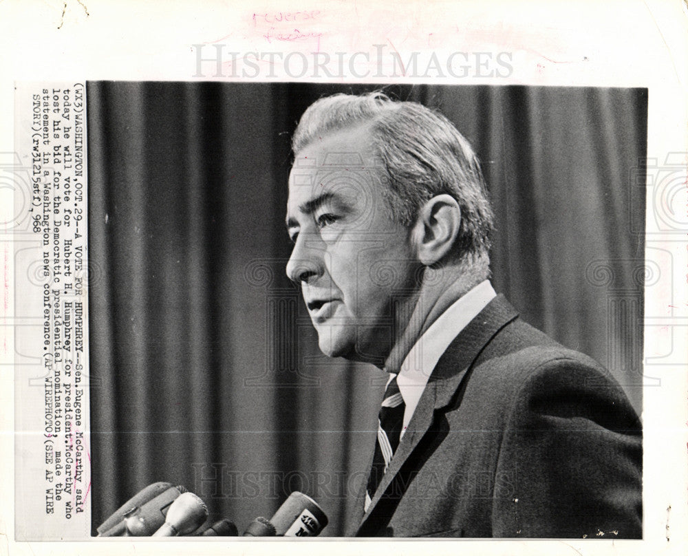 1968 Press Photo Washington Eugene McCarthy Humphrey - Historic Images